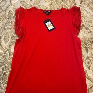 Nautica Red Lace Trim Blouse